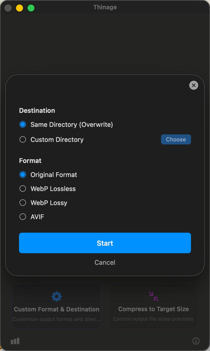 Thinage Custom Settings